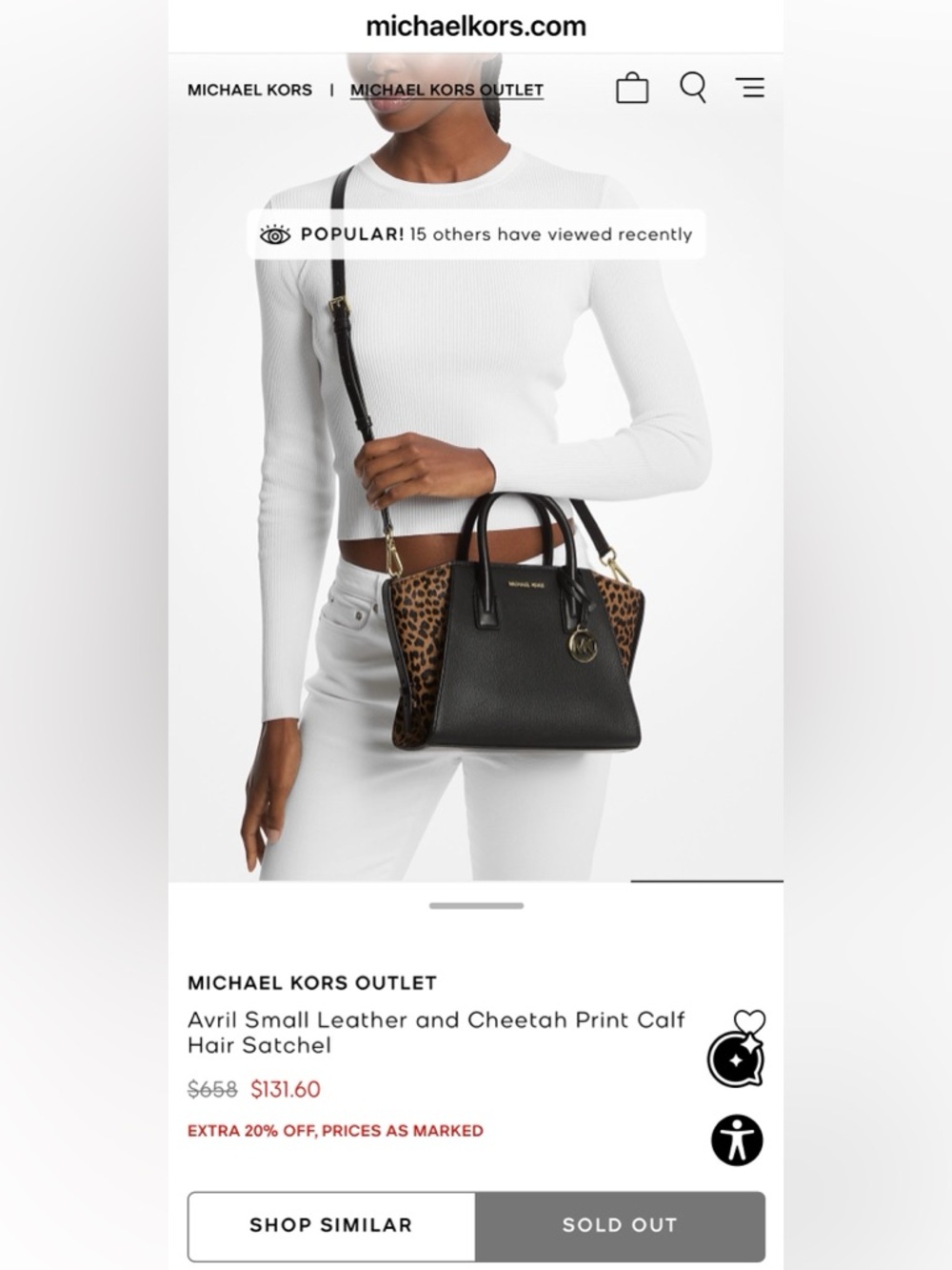 MICHAEL KORS Avril Small Leather and Cheetah Print Calf Hair Satchel - Picture 9 of 10